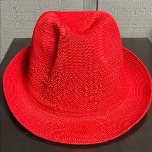 Red Mesh Fedora Hat